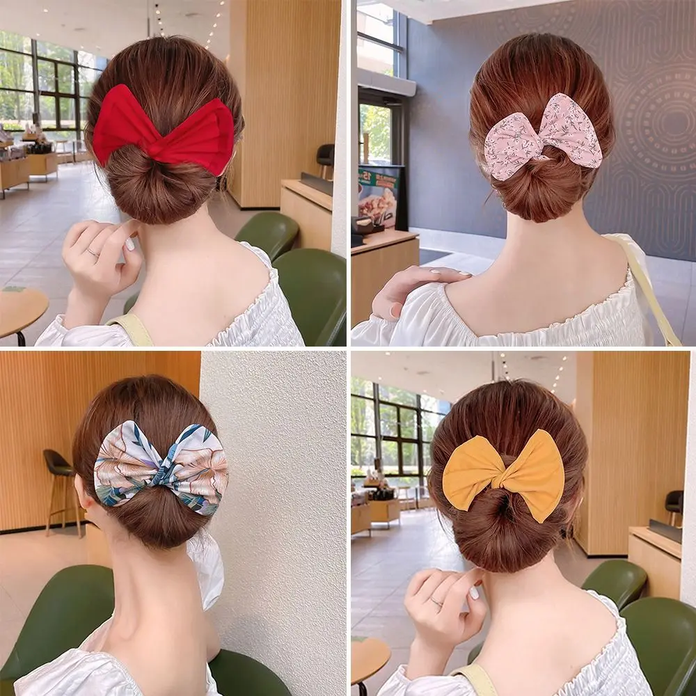 3Pcs Multicolor Bun Print Headband Hairpin for Women Girl DIY Cloth Hair Circle Bun Maker Ponytail Holder Headband Curler