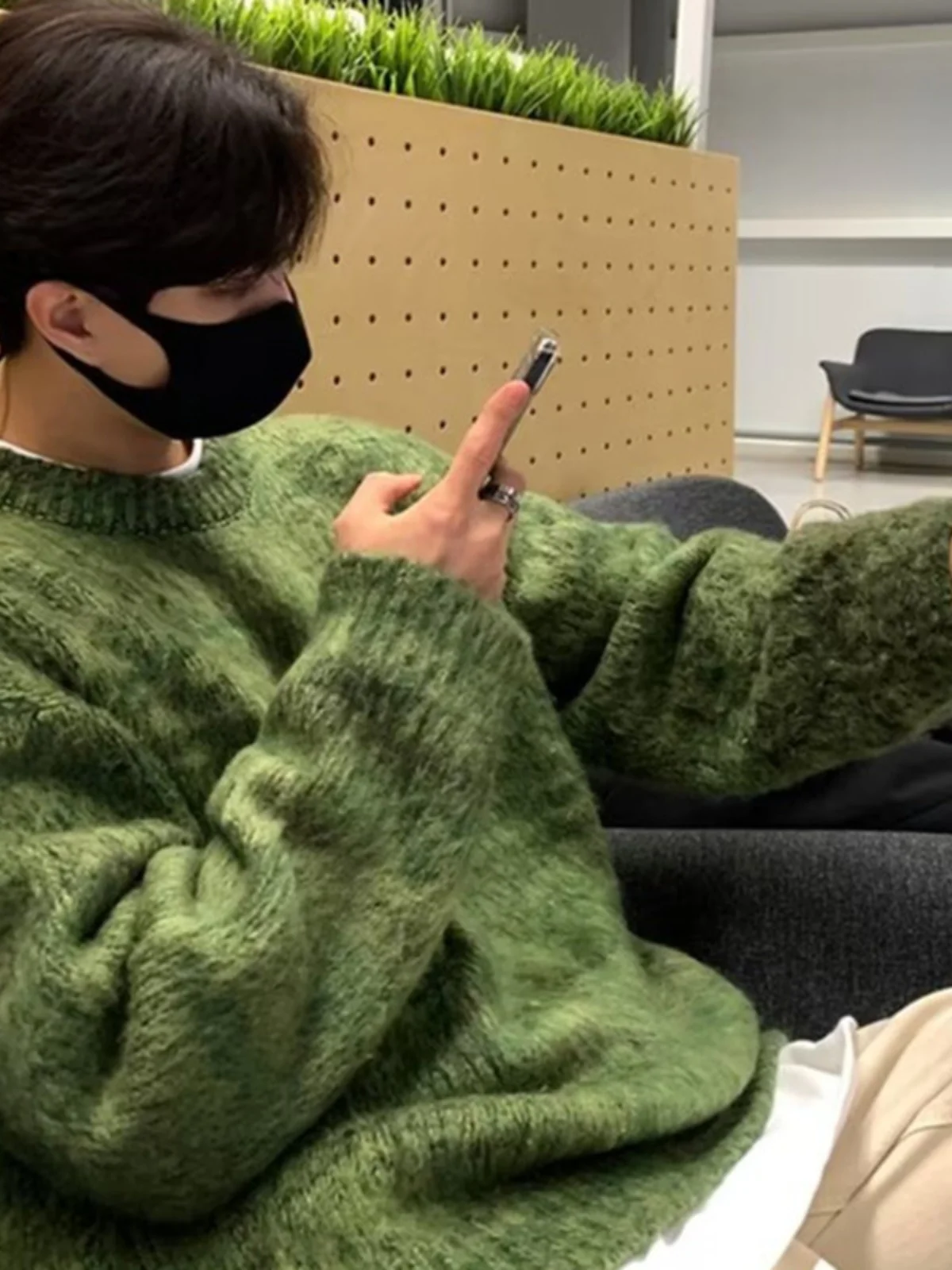 

Мужской свитер в американском ретро-стиле, осенний, модный, брендовый, вязаный, свободного кроя, с длинным рукавом, круглым вырезом