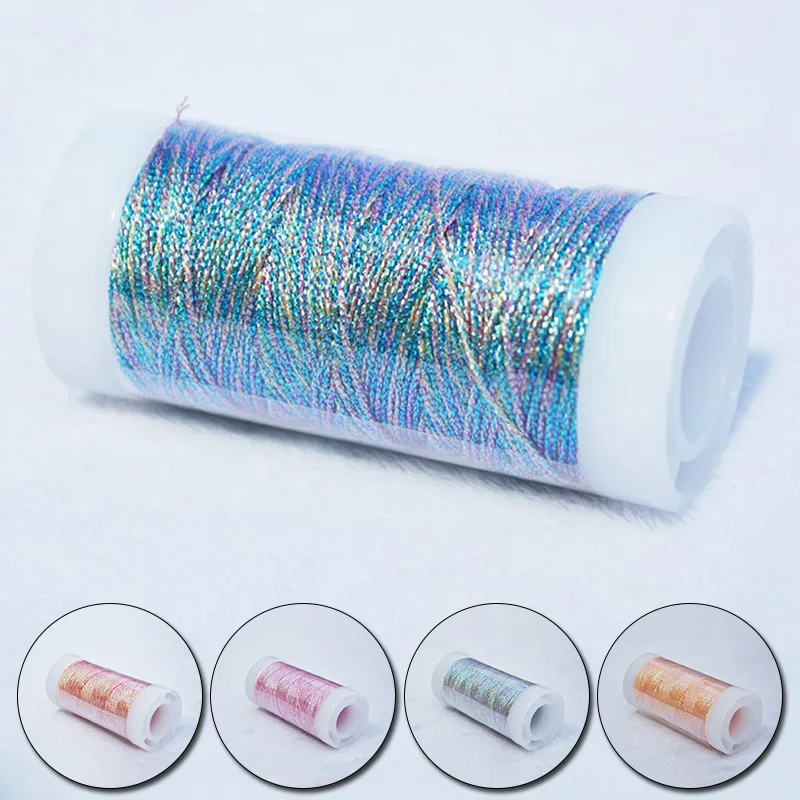 0.2/04/0.6/0.8mm Sewing Thread Glitter Cross Stitch Yarn Sewing Thread Woven Embroidery Threads Knitting Line Metallic Yarn