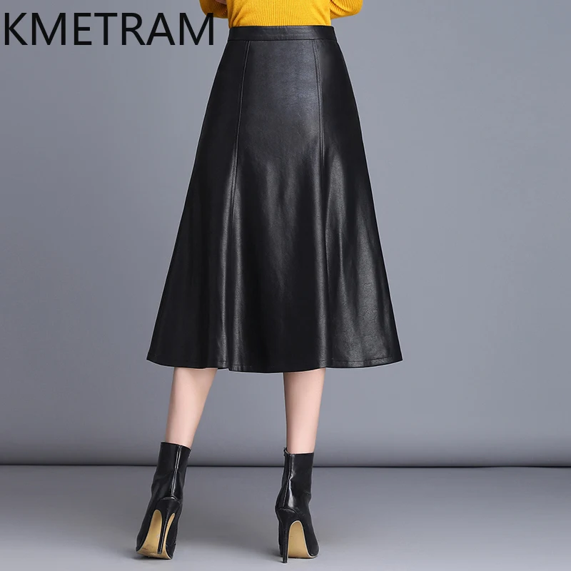 Kmetram echte Leder röcke für Frauen Frühling Herbst Frauen Kleidung koreanischen mittellangen Rock 2024 Slim Fit Faldas Para Mujeres