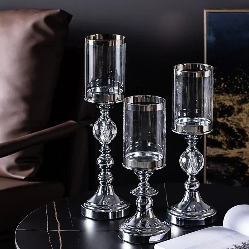DSA -Crystal Candle Ornament Romantic Simple Light Luxury Dining Table Vintage Dinner Prop