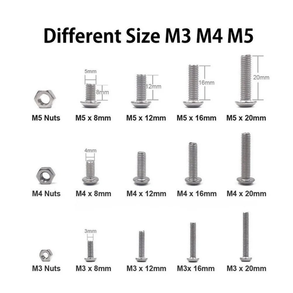

500 pcs Stainless Steel Assortment Kit M3 M4 M5 Silver Allen Set Screws With Nuts For Easy Installation Socket Set Screw Grub