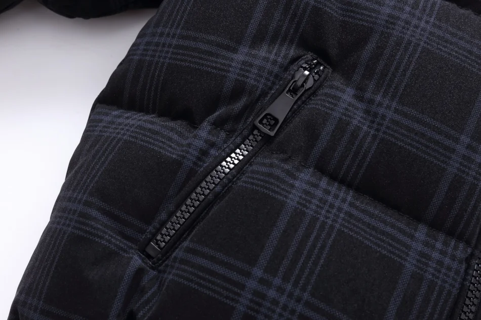 Black Plaid Down Coat