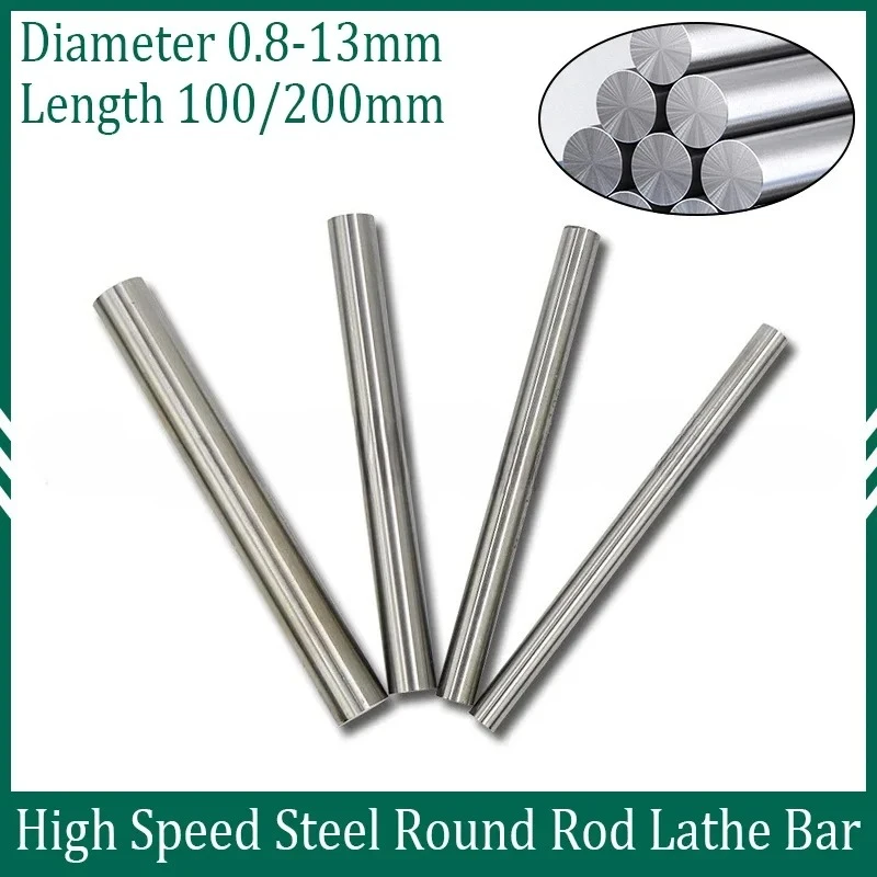 

1pcs 0.8-13mm HSS High Speed Steel Solid Round Rod Lathe Bar Stock Assorted Length 100/200mm