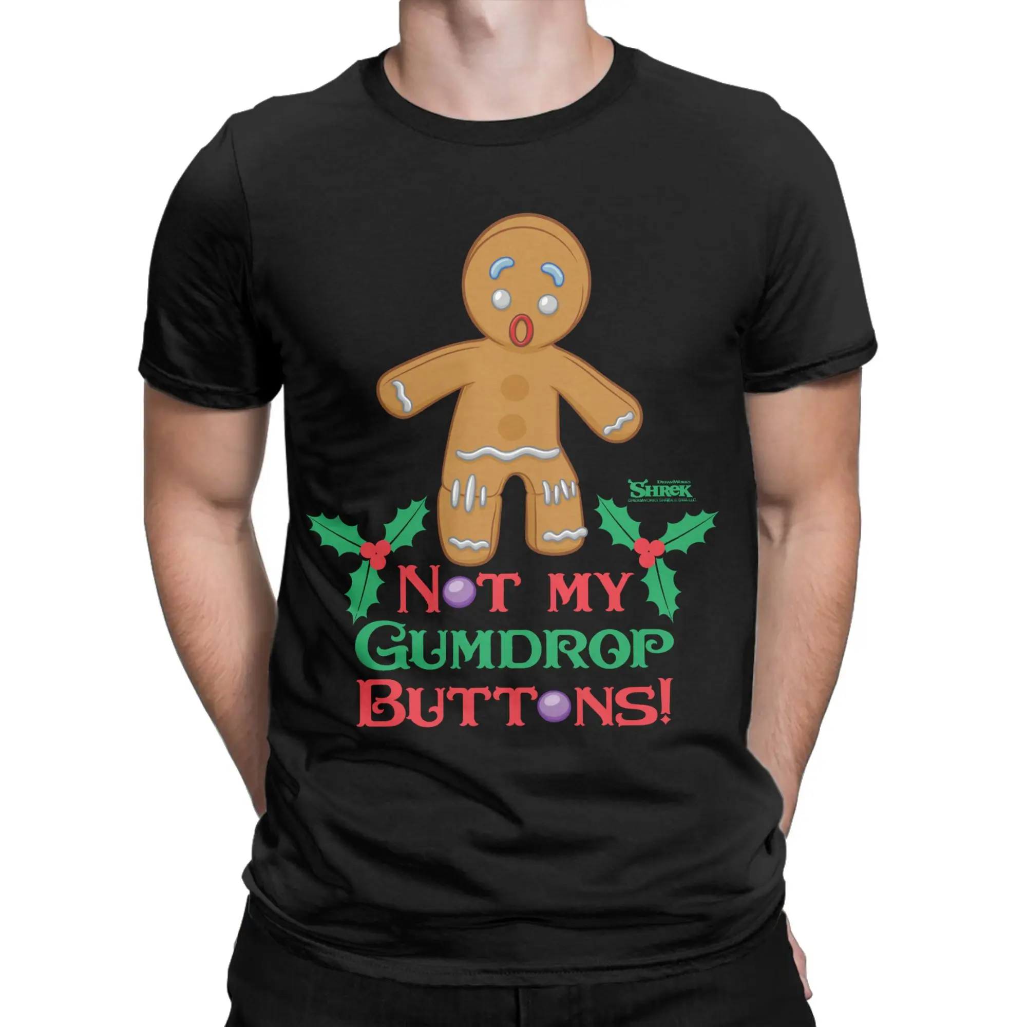 Camiseta Shrek Gingy Not My Gumdrop con botones, camisetas Harajuku, ropa de calle de manga corta, camisetas de verano de algodón puro con cuello redondo