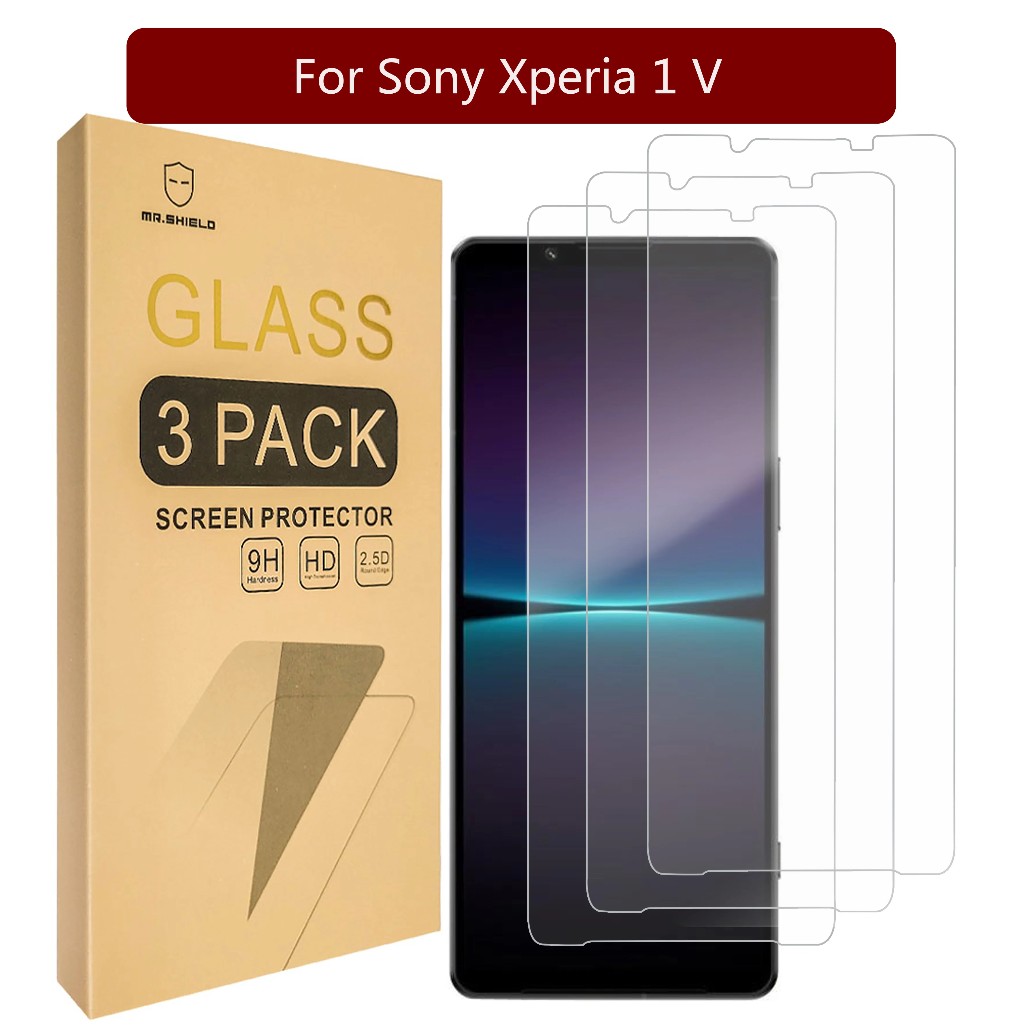 Mr.Shield [3-Pack] Screen Protector For Sony Xperia 1 V [Tempered Glass] [Japan Glass with 9H Hardness] Screen Protector