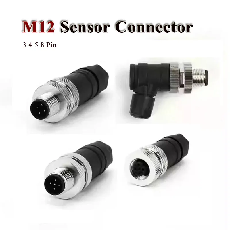 

M12 3 4 5 8 Pin Aviation Plug Waterproof Sensor Connector Industrial Grade Male Female M12 Bend Pressure Wire Joint Adapter