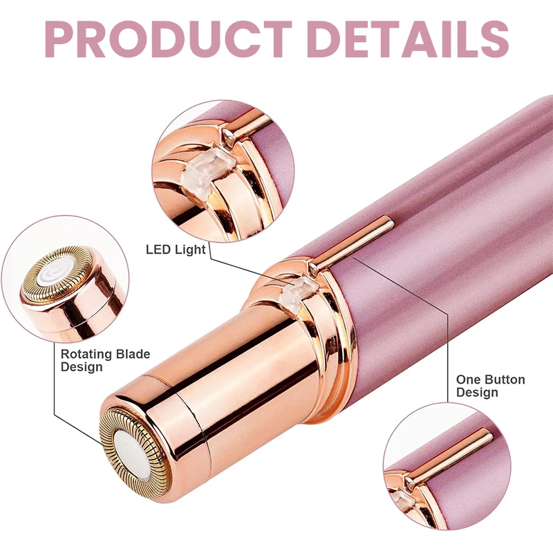 Electric Facial Hair Removal Epilator Eyebrow Lipstick Shape Painless Facial Sensitive Areas Bikini