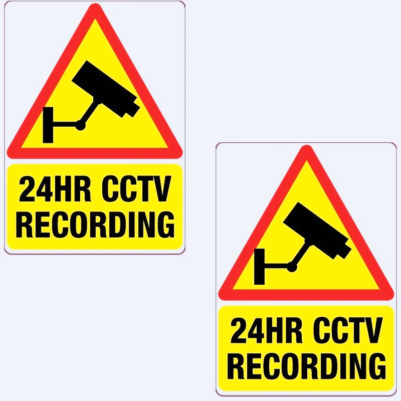 

Car decoration stickers FOR 2 x 24HR CCTV Recording Sticker Red Printed Vinyl Label Home Shop 20CM PVCKK