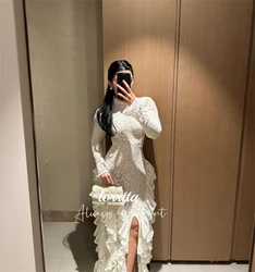Lorrtta Special Occasion Dresses Long Sleeves Party Dress Lace Fishtail Cut Evening Robe Soiree Robes De Cocktail Customized