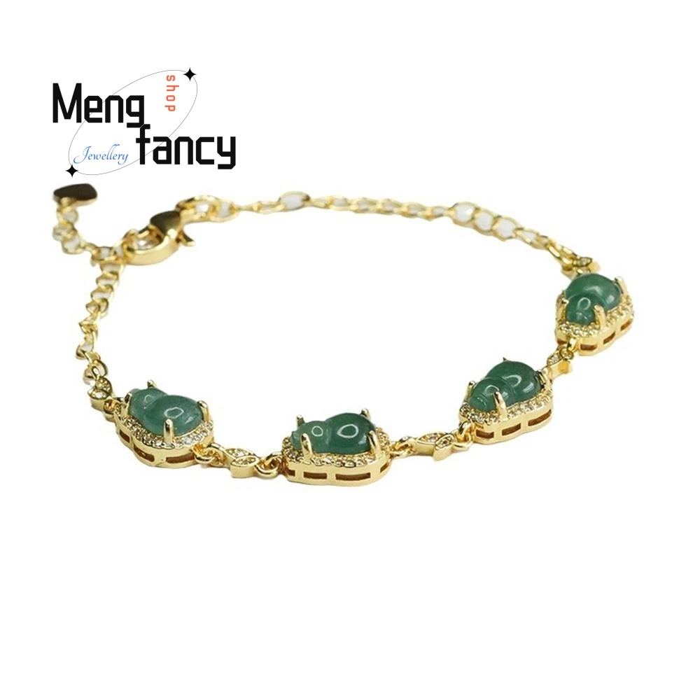 Natural A-goods Jadeite Water Gourd String Jade Bracelet Exquisite Elegant Simple High-grade Luxury Quality Jewelry Holiday Gift