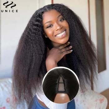 UNICE غريب مستقيم الخامس جزء شعر مستعار شعر مستعار 100% شعر الإنسان EasiContour الحد الأدنى ترك خارج ترقية U جزء خصلات الشعر المستعار الإنسان 150% الكثافة