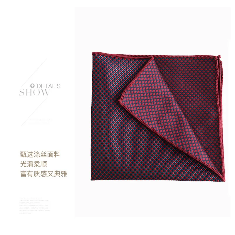 Fashion Designer Brand Pocket Towel Handkeriefs For Men Vintage Red Lattice 100% Jacquard Weave Hanky Chest Towel Gifts