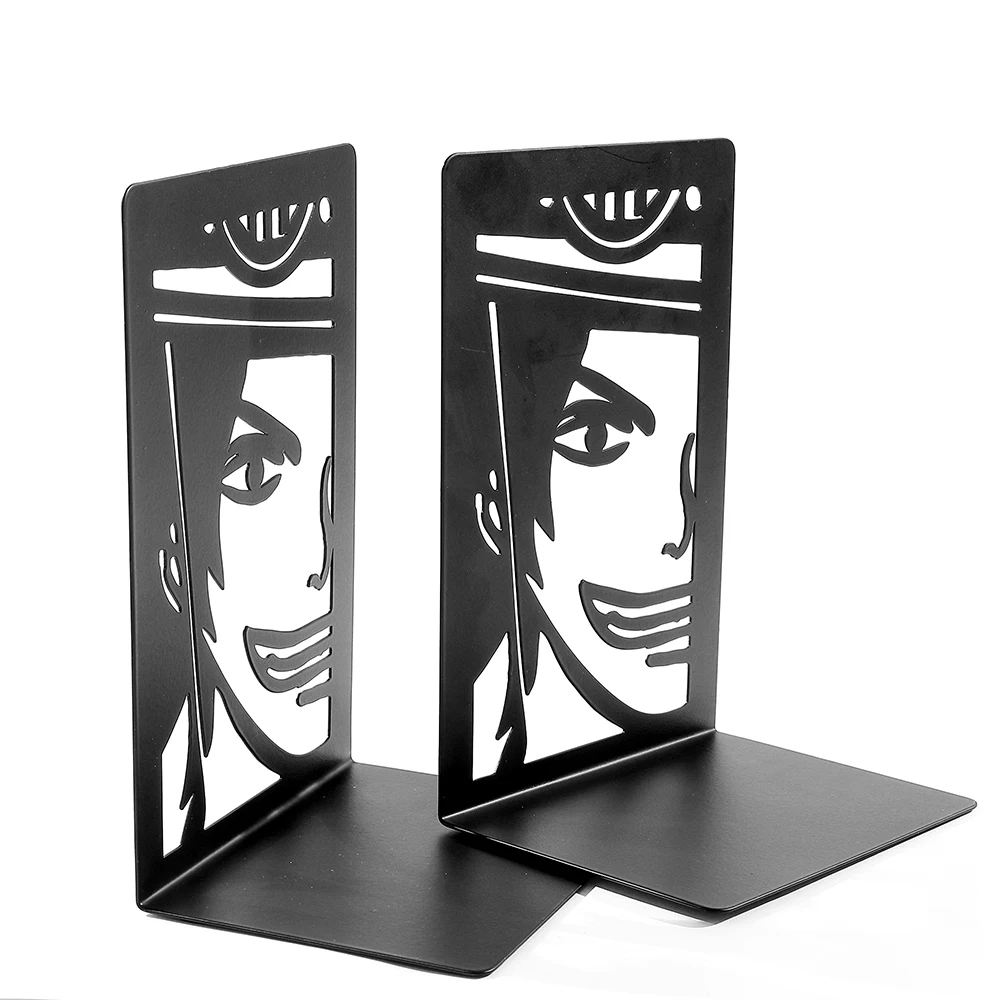 

2-piece electrophoresis black cartoon handsome character hollow bookshelf, suitable for book lovers and home office decorations