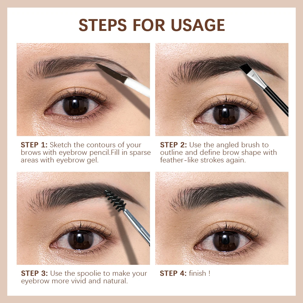 Augenbrauen-Gel, 4 Farben, langlebig, feste Augenbrauen, wasserfest, Färben der Farbe, schnell trocknender Schlauch, transparentes Augenbrauen-Gel, Augen-Make-up