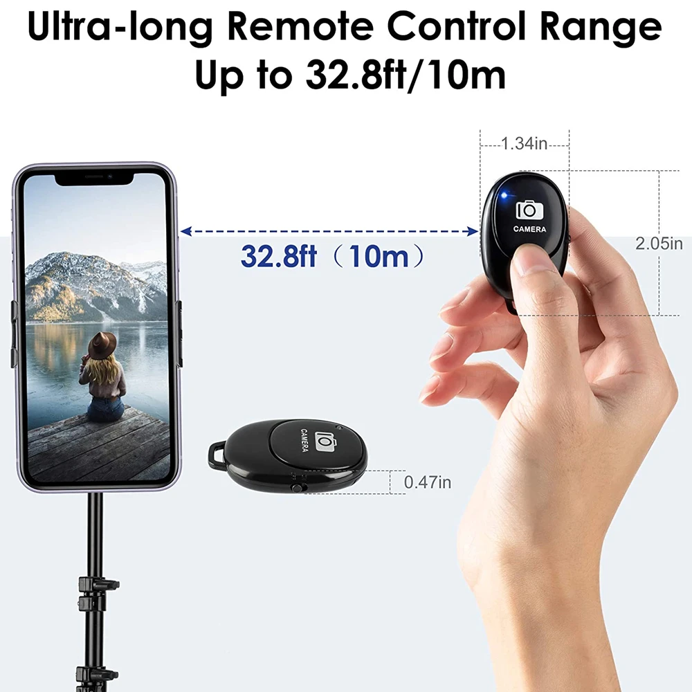 Mini Bluetooth-compatible Remote Control Button Wireless Controller Self-Timer Camera Stick Shutter Release Phone Selfie