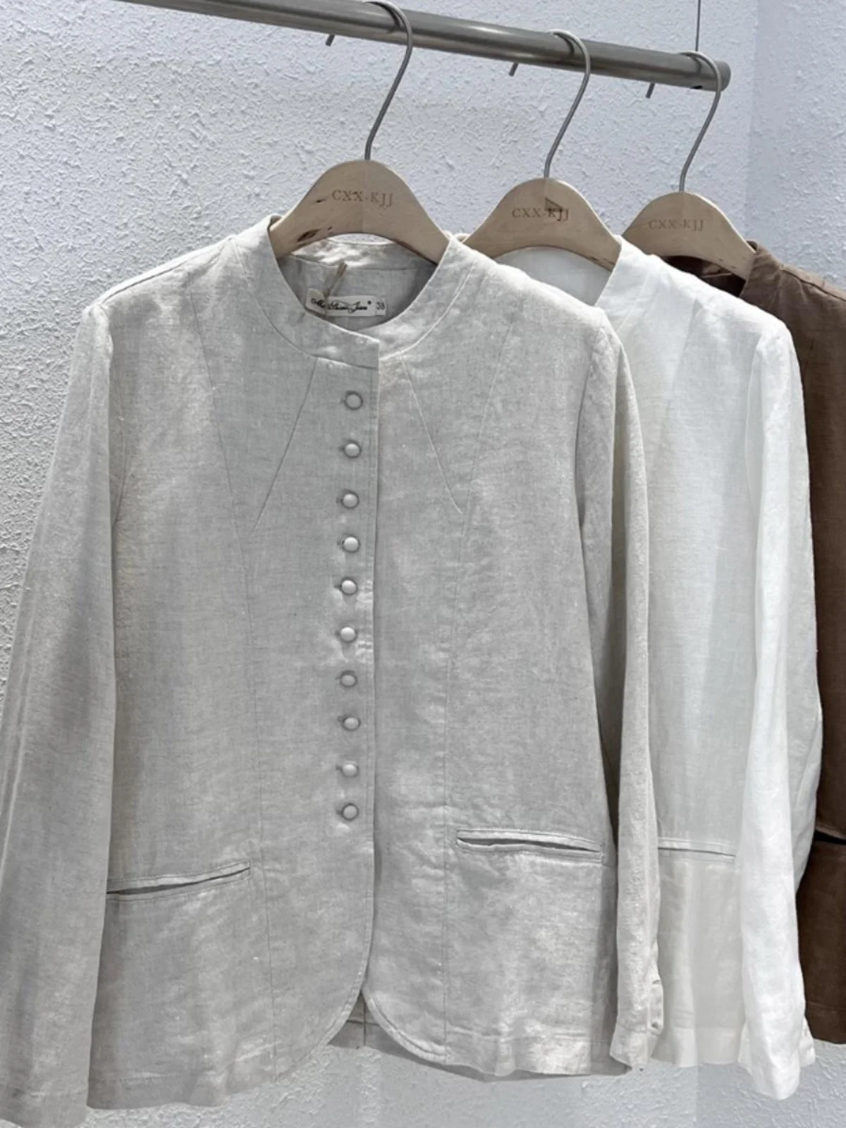 

Artistic Cotton Linen Jaet Women's Commute Thin Loose Spring Top Casual Chinese Sle Casual Linen Western Suit