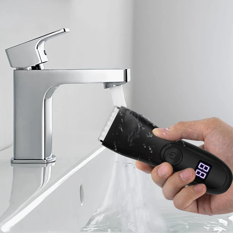 남성용 전기 헤어 트리머 및 면도기 바디 그루머 사타구니 및 공 음모 트리머 교체 가능한 세라믹 블레이드