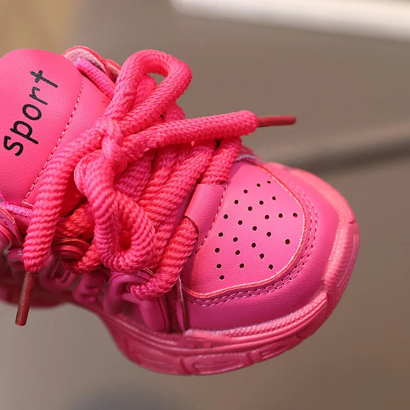 2024 Baby Chunky Shoes Girl Sports Shoes Toddler Boy Fashion Solid Color Sneakers 1-6 Years Kids Casual Breathable Running Shoes