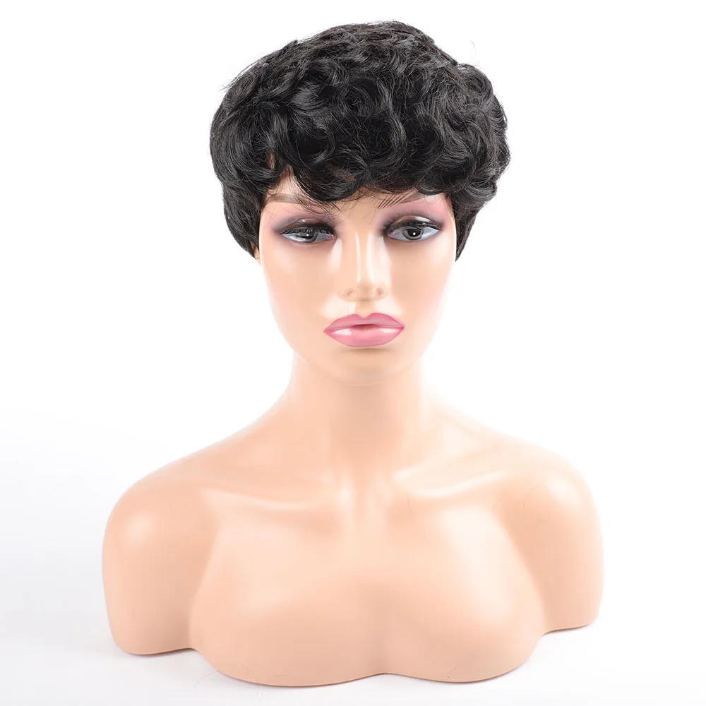

Afro Curly Synthetic Hair Wigs for Black Women Short Hairstyles Blend Colors Pixie Cut Wigs Short Black Brown Blonde Hair Wigs