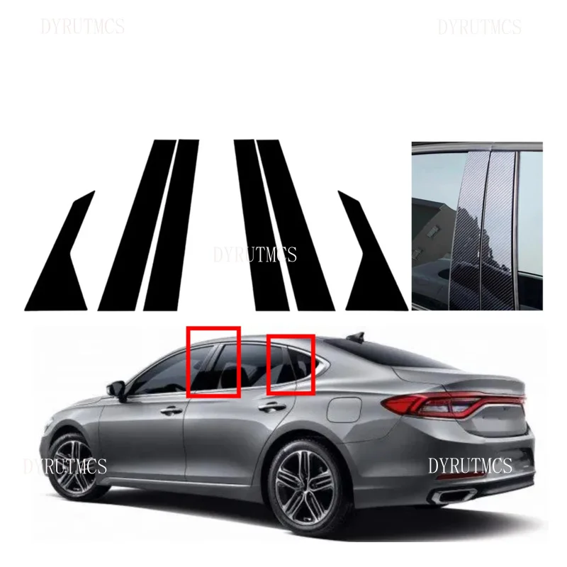 

Silver Carbon Glossy Black Pillar Posts Fit For Hyundai Grandeur HG Azera 2012-2017 Car Door Window Decal Sticker Trim Cover