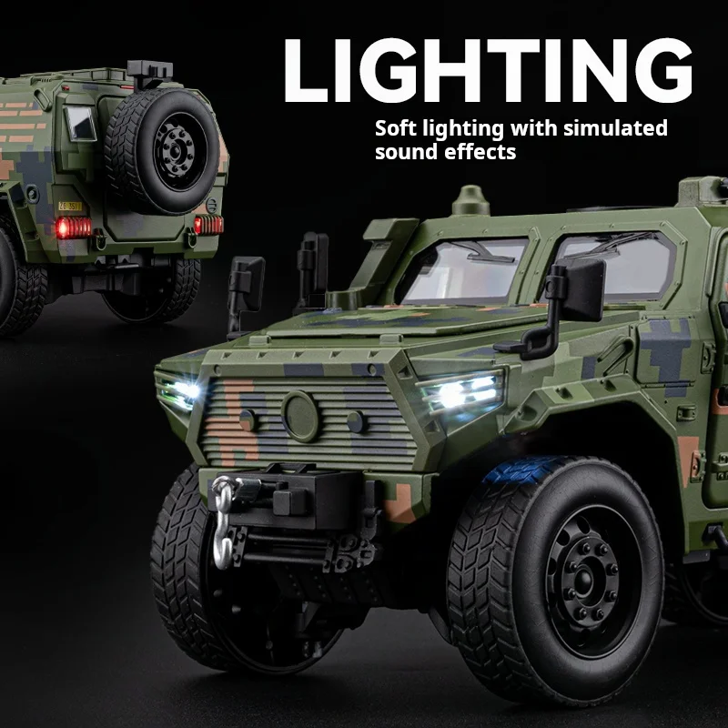 1:20 Dongfeng Mengshi Armored Vehicle Simulation Alloy Car Model Steering & Shock Absorption Off-Road Vehicle Brithday Gifts