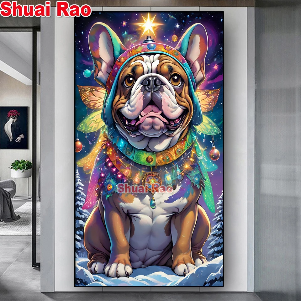 English Bulldog diamond painting Sale Full Square Round Diamond Mosaic Jewelry cross stitch Kit Landscape christmas decoration