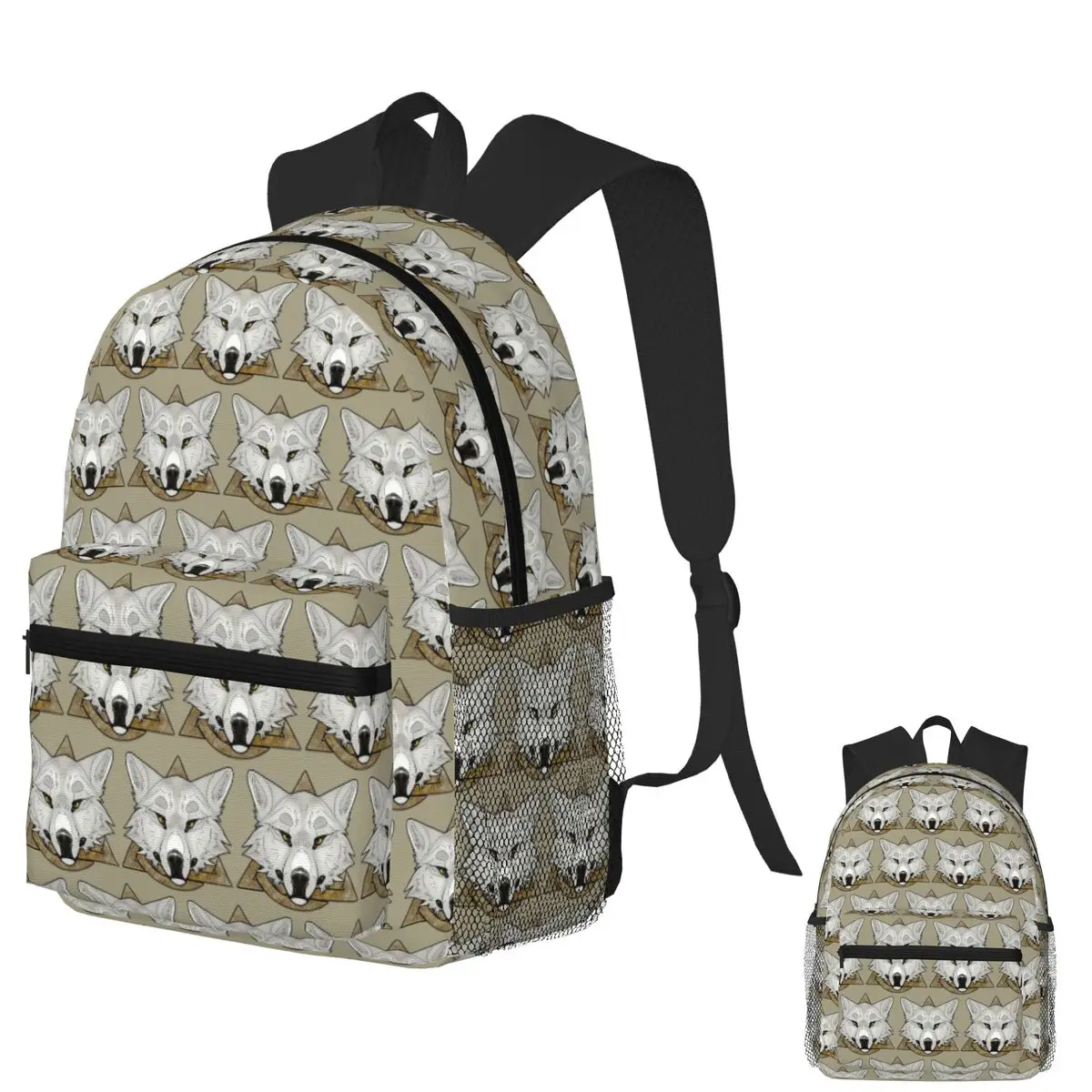 

White Wolf Therian Pride Student Backpack School Bag Hiking Travel Daypack for Boys Girls Fashion Bookbag Shoulder Bags