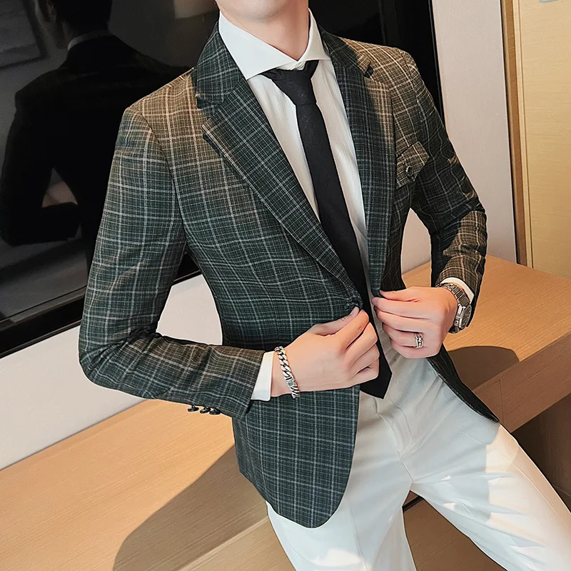 

7165 Double button casual slim fit youth business suit