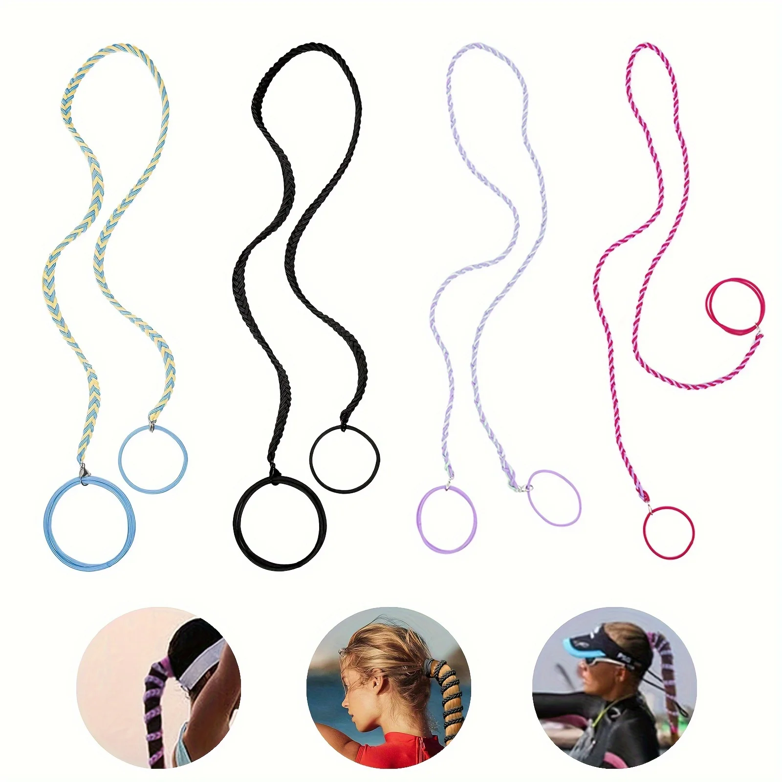 

2 упаковки 25-дюймовых резинок для волос с держателями для хвостиков, цветной эластичный плетеный резинка для волос, не повреждает длинные густые вьющиеся волосы