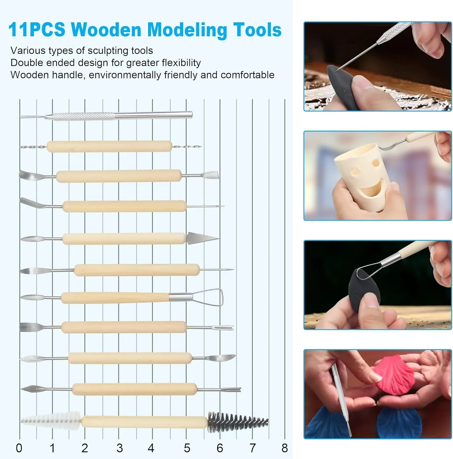 43Pcs/Set Pottery Clay Sculpting Tools Kit Ceramic Wax Clays Carving Tool Supplies for Craft Pottery Sculpting Modeling Tool Kit