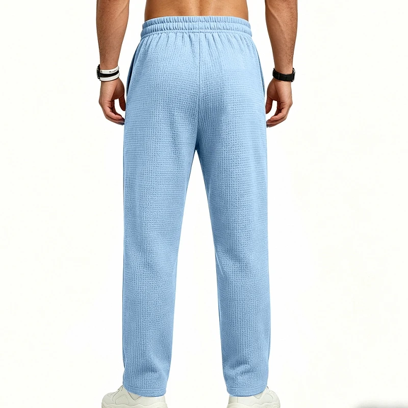 Herren-Jogginghose aus Waffelstrick mit geradem Bein, elastischem Bund und Seitentaschen – Detail 6