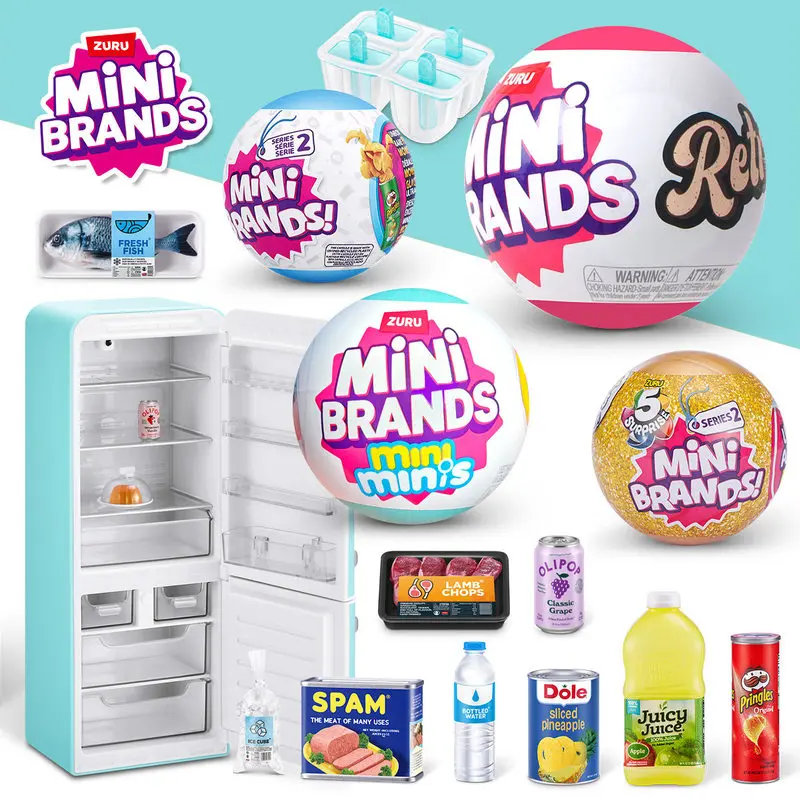 

ZURU MINI BRANDS Realistic Miniature Refrigerator Food Set Toy Ball Blind Box House Play Children Toy Dollhouse Decor Collectors