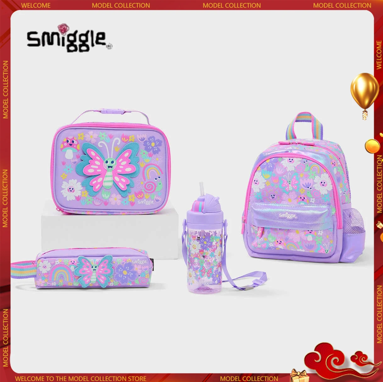 

Австралия, серия Smiggle Purple Iris, сумка для детского сада, детский рюкзак, милый легкий рюкзак с героями мультфильмов для детского сада.