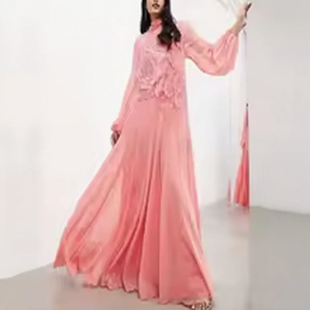 

Customized modern-style floral ruffled chiffon evening dress formal evening dresses birthday party prom gowns for women