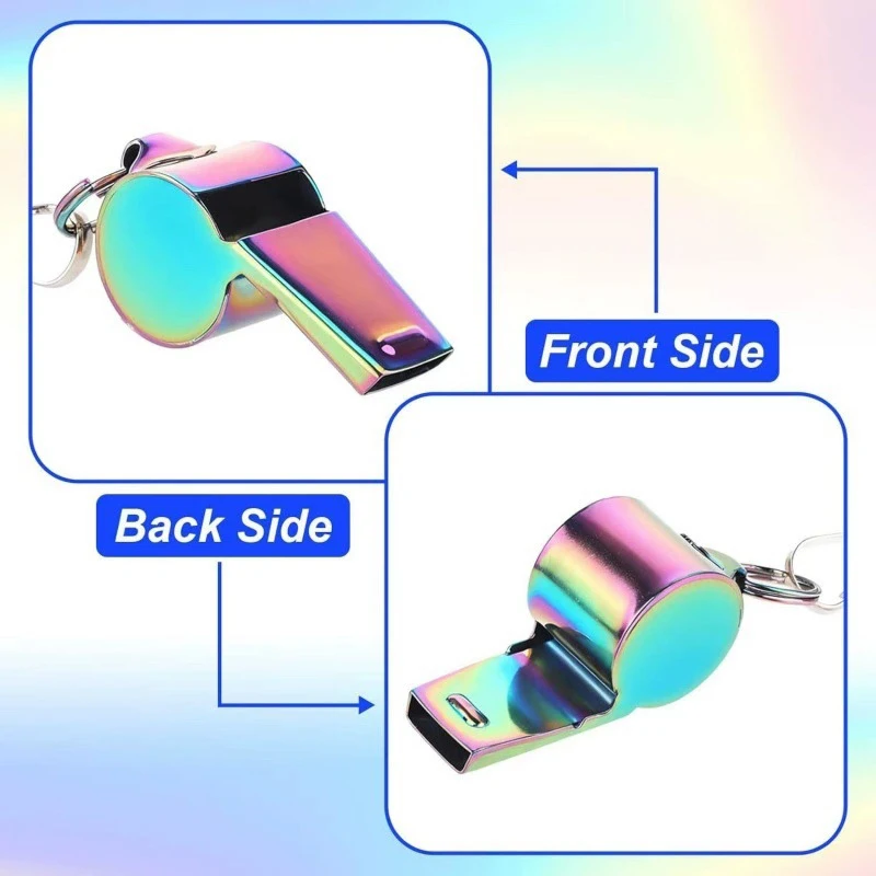 1Pcs Colorful Sports Whistle Stainless Steel Whistle With Lanyard Loud Crisp Sound Whistle For Referee Official