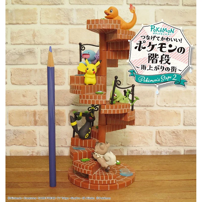 6pcs/set Re-ment Original Pokemon Rotating Steps 2 Stairs Pikachu Umbreon Action Figure Model Toys Gift for Birthday Children