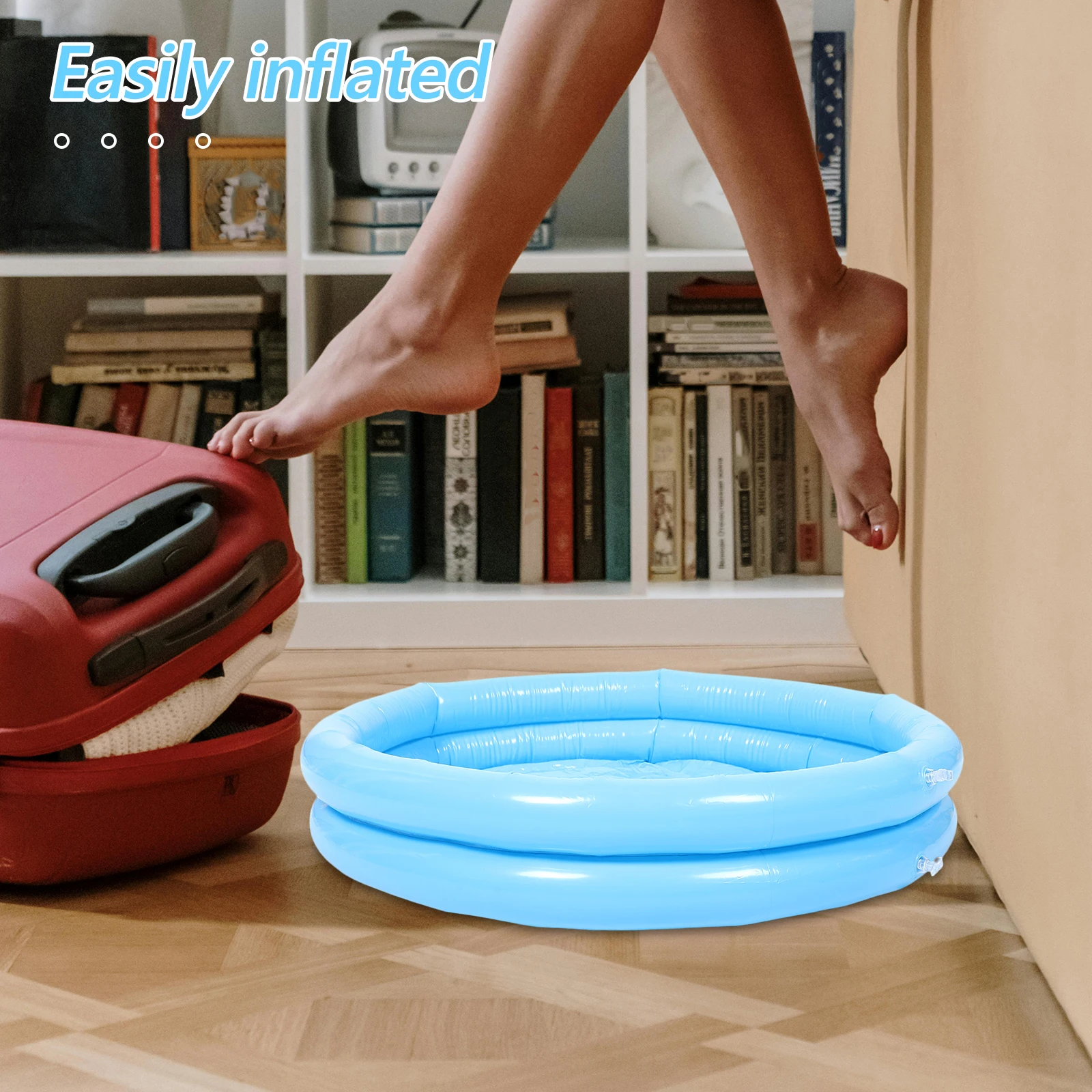 

2pcs Inflatable Pool Bath Basin Foldable Foot Soaking Tub With Pump Portable Foot Wash Basin For Home Travel Spa Blue 120X35Cm