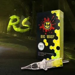BIGWASP Transparent Tattoo Cylinder Needle RS Disposable Disinfection Tattoo Cartridges Tattoo Needle Permanent makeup 20pcs