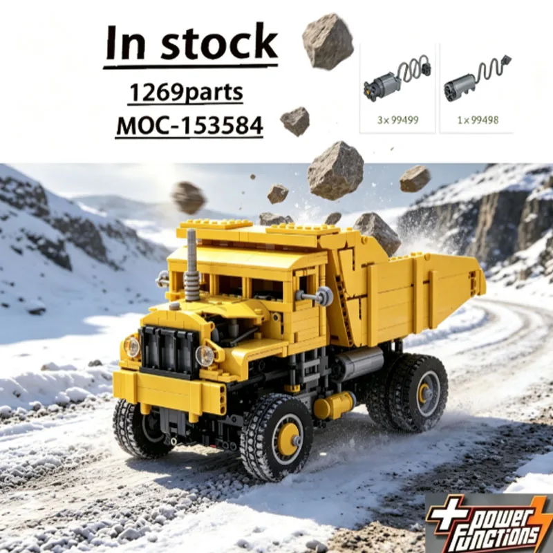 Hot-selling Building Blocks MOC-153584 Outdoor Snow Rock Mine Transport Dump Truck Model 1269 Parts Adult Birthday Toy Gift