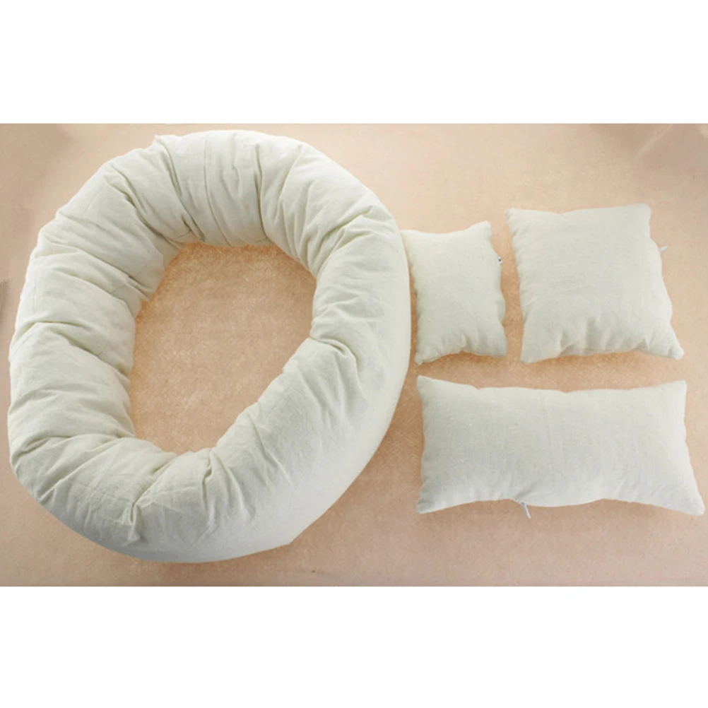 

4 pcs Newborn Baby Pillow Lightweight Donut Shape Ventilated Odorless Hygienic Tiny Baby Photography Props For Infant Kids White