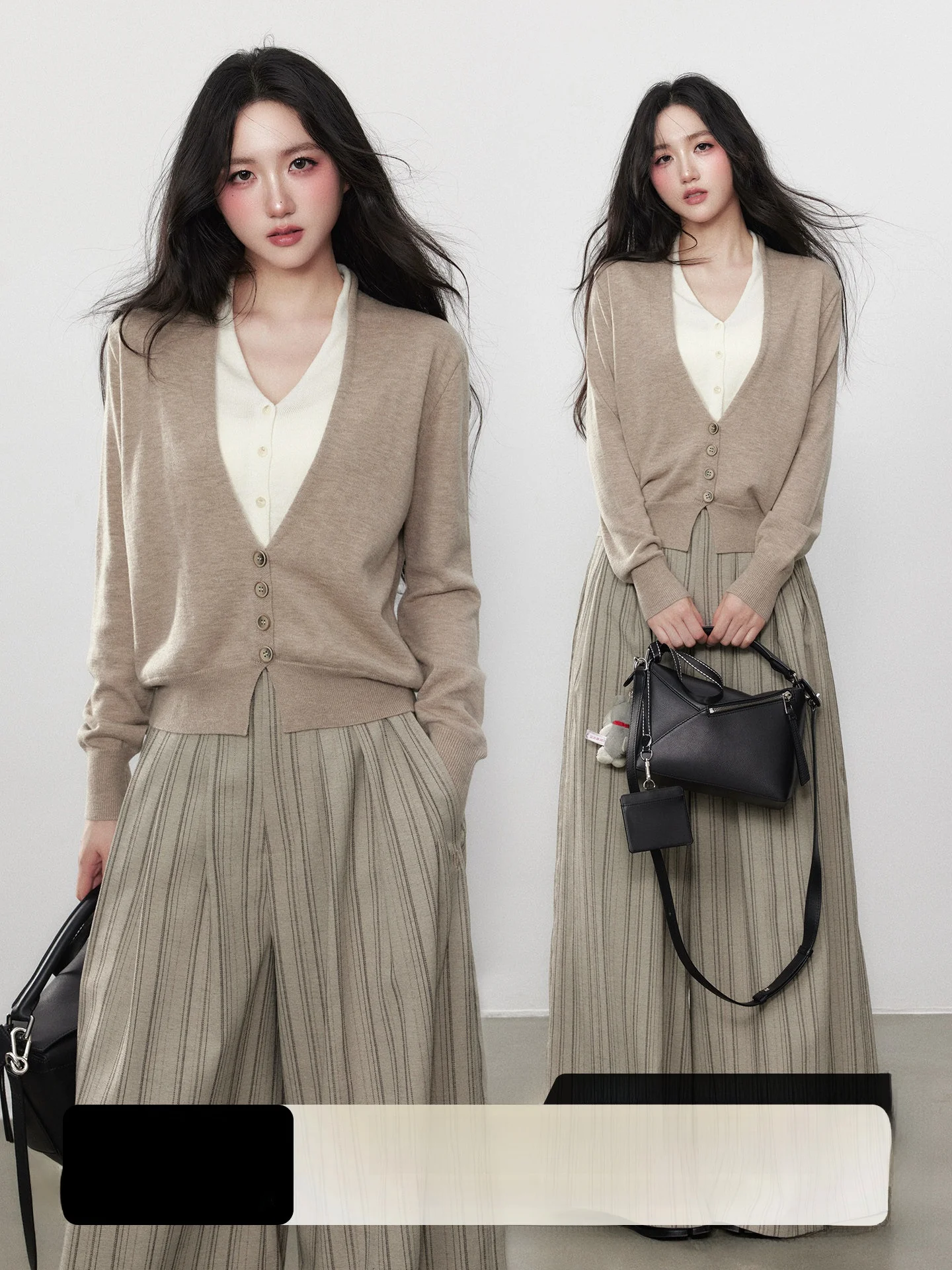 

Yuzhi Knitted V-ne Sweater Autumn New Sle Layering Design Loose Feel Premium Polyester Blend Long Sve Women's Top