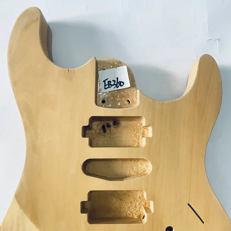 EB360  Electric Guitar Body  Unfinished for Guitar DIY Replace HSH Pickups Two Points Fixed Tremolo