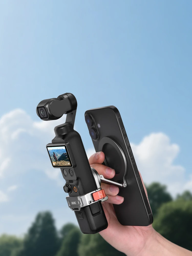 Wielofunkcyjny uchwyt magnetyczny BRDRC do kamery DJI Osmo Pocket 4P/4/3 z uchwytem MagSafe do iPhone 17/16/15 — zdjęcie produktu 7
