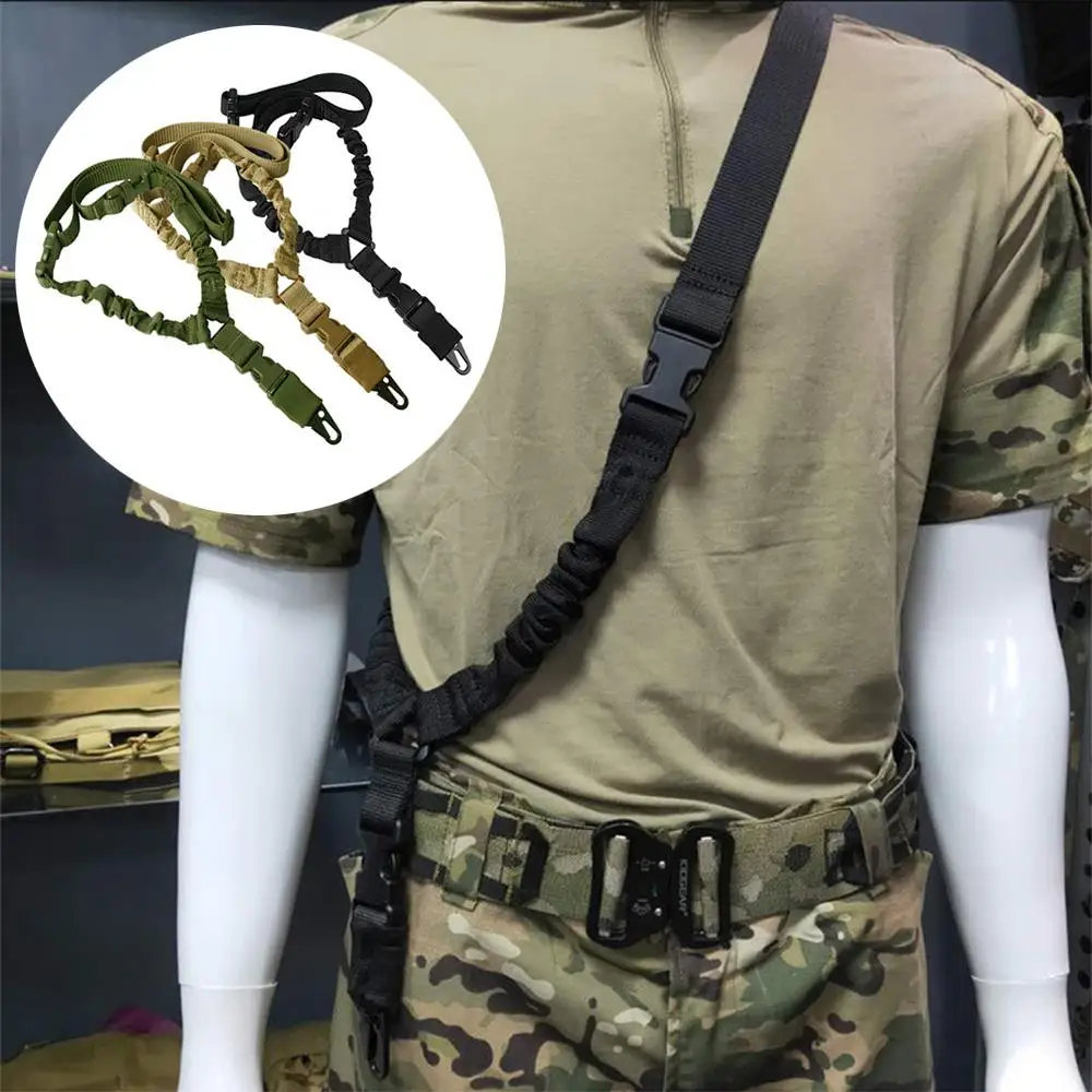 Outdoor Single Point Tactical Harness With Metal Buckle Adjustable Single-Point Gun Rope Sling Shoulder Strap Safety Rope Belt