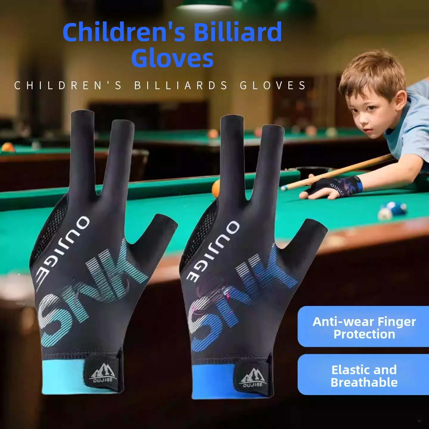

Children's Special Billiards Gloves Thin Breathable Wear-Resistant Ice Silk Anti-Slip Left Hand f-Finger Gloves for Boys A...