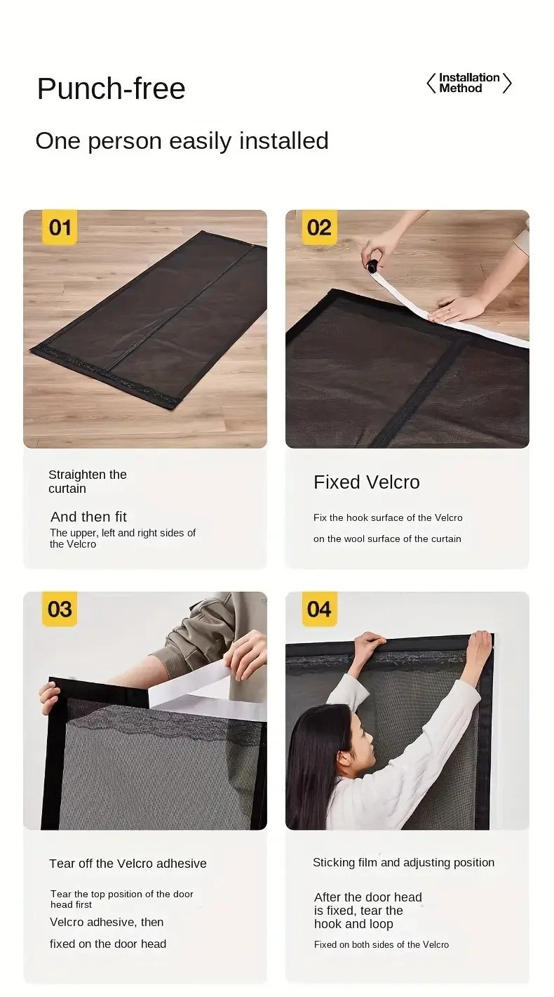 Magnetic Door Screen Custom Size Mosquito Net Curtain Fly Insect Automatic Closing Invisible Mesh for Kitchen Indoor Living Room