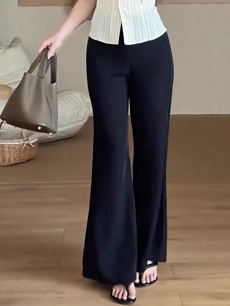 하이웨이스트 플레어 캐주얼 팬츠 여성용 신축성 루즈핏 가을 신상 슬림핏 플러스 사이즈 몸매 가리기 작은 사이즈