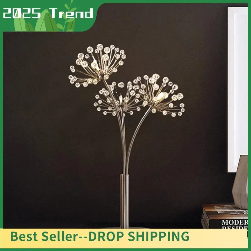 AD33 HOT 6 Вт Настольная лампа с хрустальным цветком Хрустальный цветок Светодиодная настольная лампа Теплый свет с кнопочным переключателем Вилка европейского стандарта