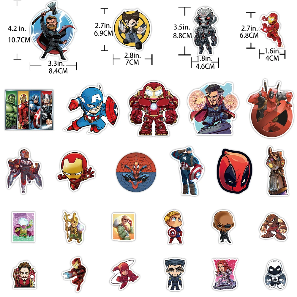 10/30/65PCS Disney Marvel The Avengers Super Hero Graffiti Stickers Cartoon Decals Toys Decoration For Notebook Phone Bike Car